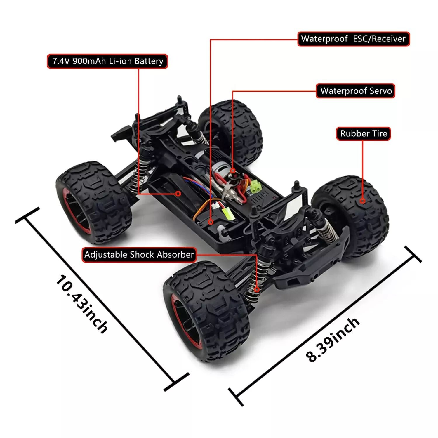 

VOLANTEXRC Масштаб соотношения 1:16 Водонепроницаемый пульт дистанционного управления All Terrain Monster Truck VOLANTEXRC