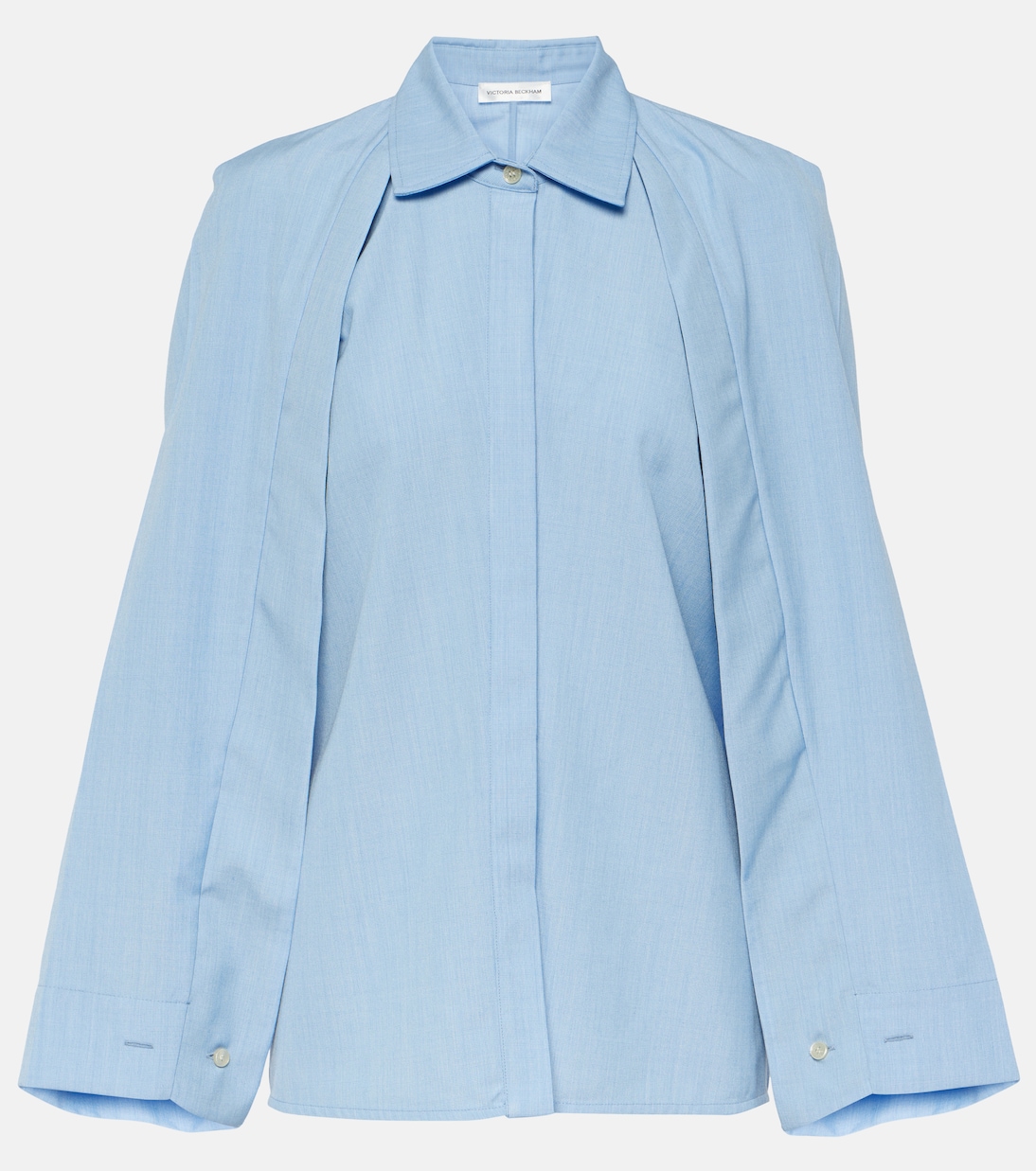 Рубашка с накидкой из натуральной шерсти Victoria Beckham, синий
