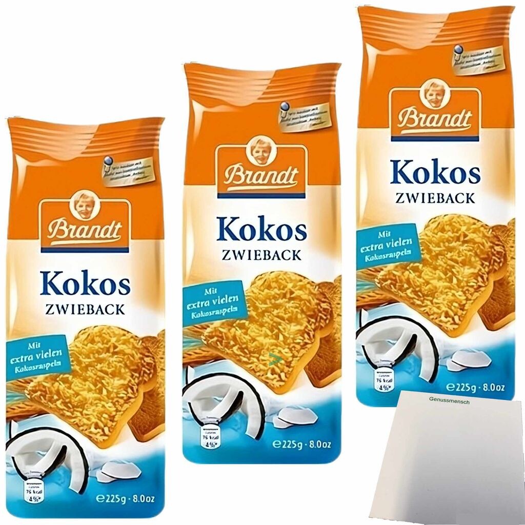 

Brandt Genuss Zwieback Кокосовый пакетик из 3 штук (3 упаковки по 225 г) + блок usy