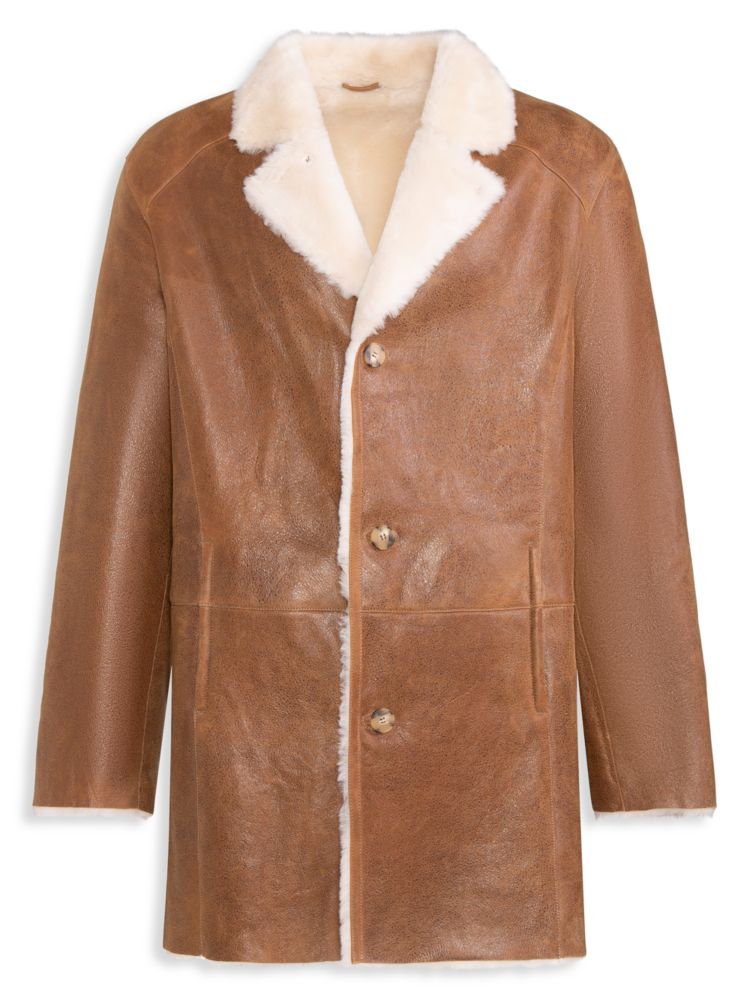 Однобортное пальто из дубленки Wolfie Furs, цвет Antique Whiskey