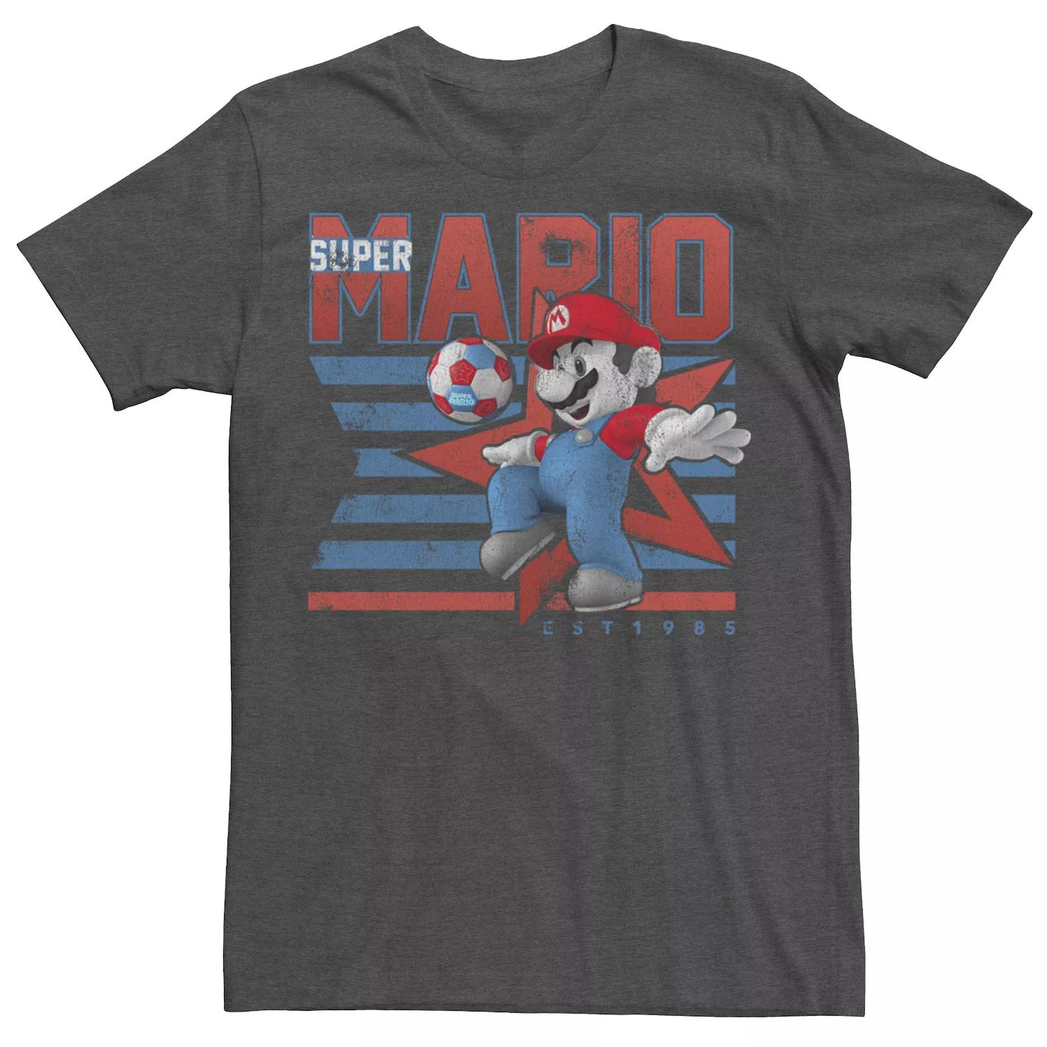 Мужская футболка с плакатом Nintendo Super Mario Soccer Kick Star Licensed Character