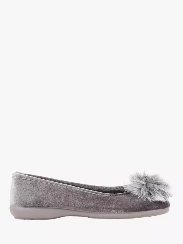 

Тапочки Jones Bootmaker Erika Velvet Pom Ballet, серый