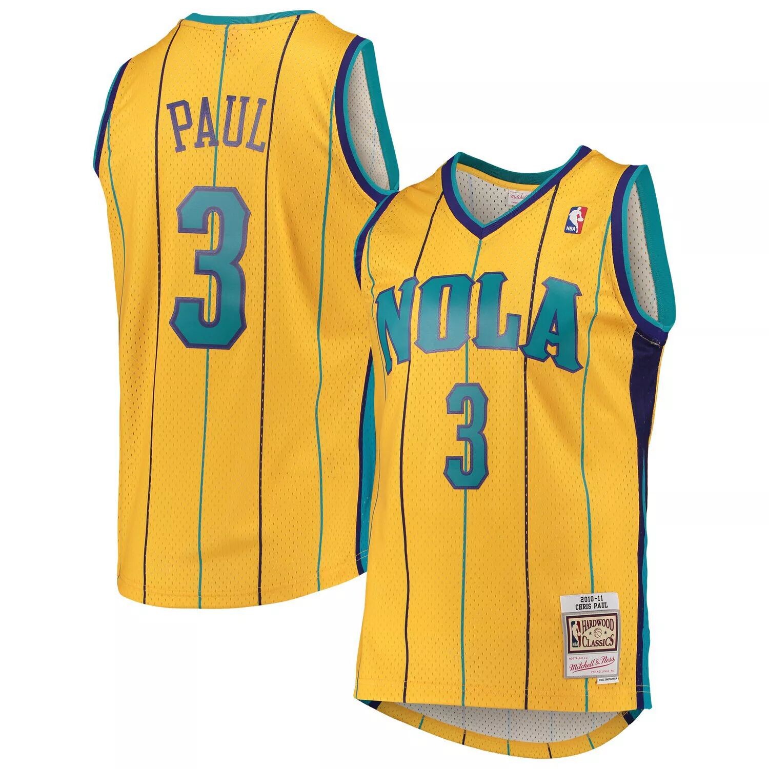 

Мужская желтая мужская майка Mitchell & Ness Chris Paul New Orleans Hornets Hardwood Classics Swingman, Желтый