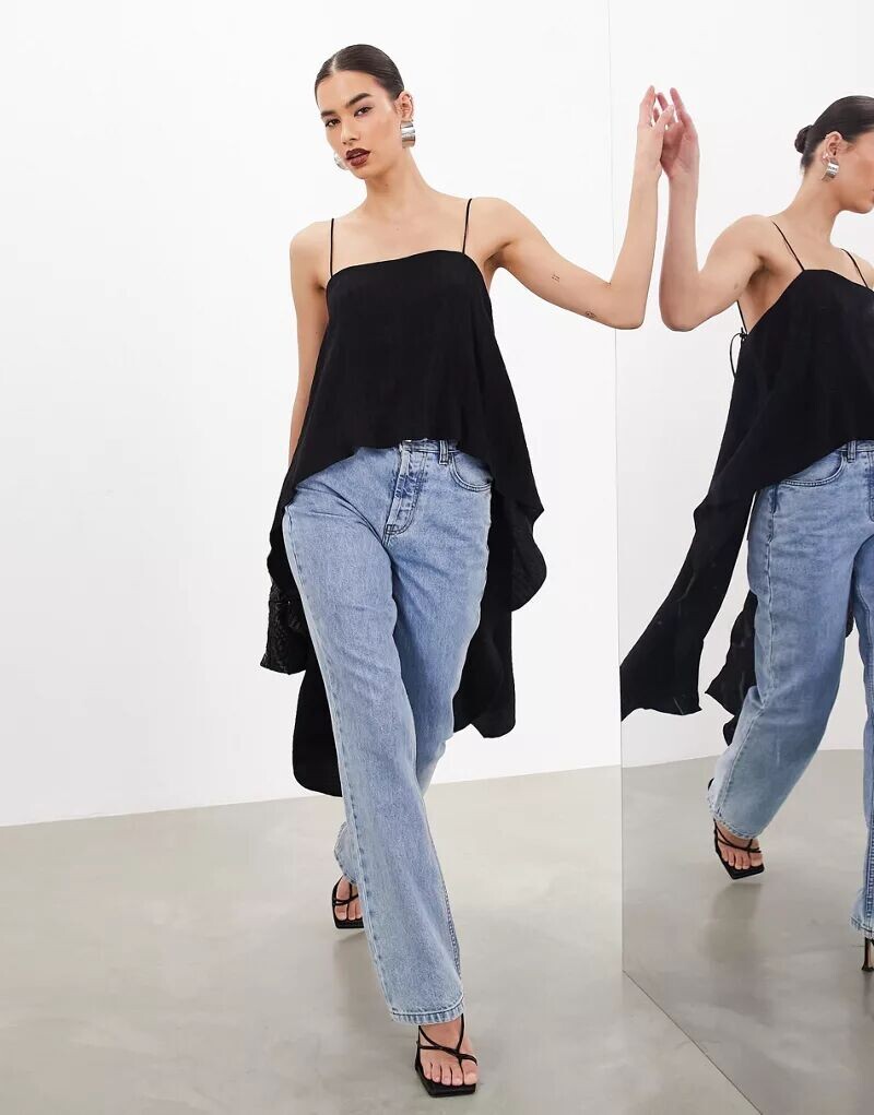 

Черный минималистичный топ с открытой спиной ASOS