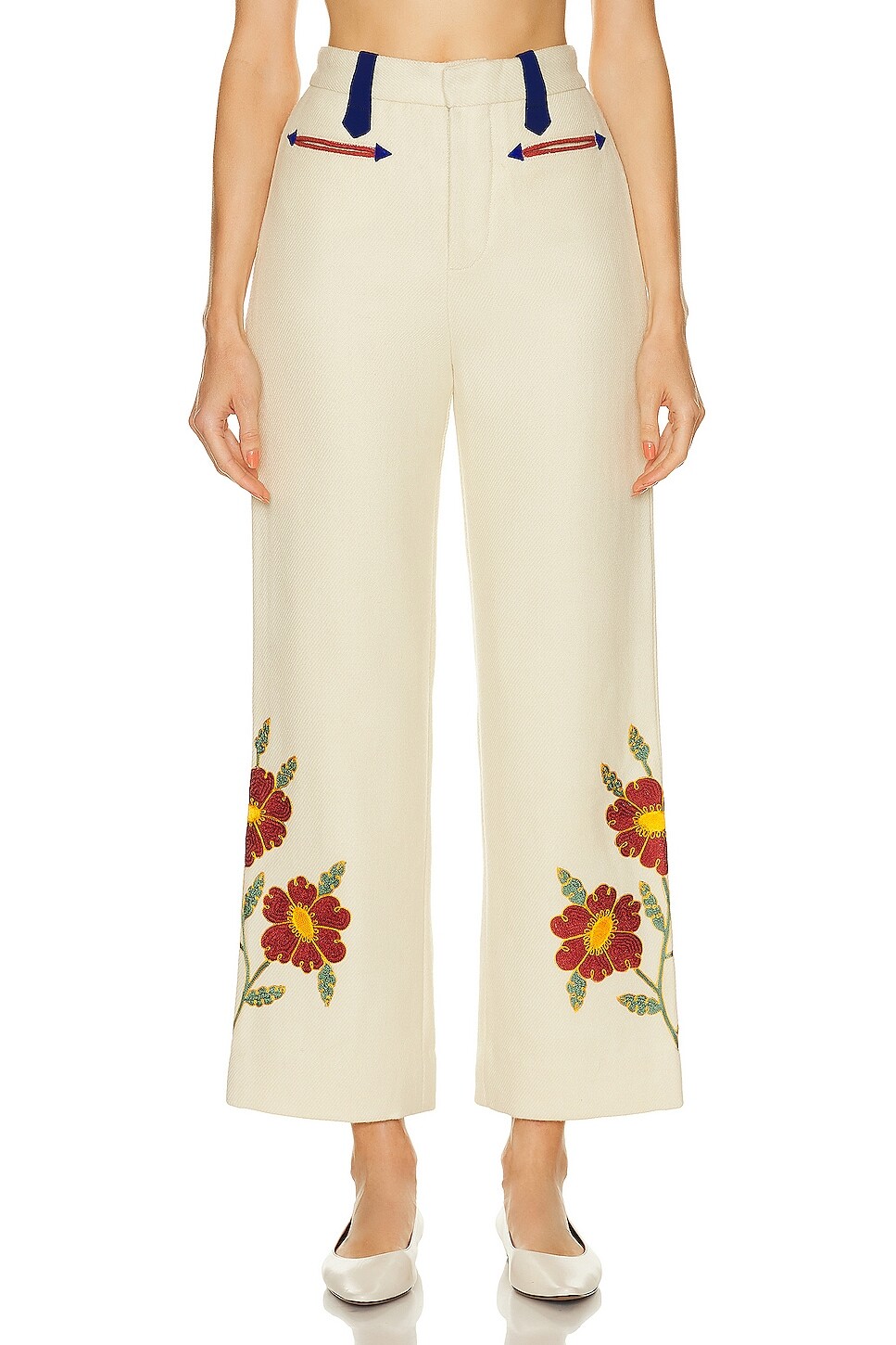 

Брюки Bode Grandiflora Trouser, кремовый, Бежевый