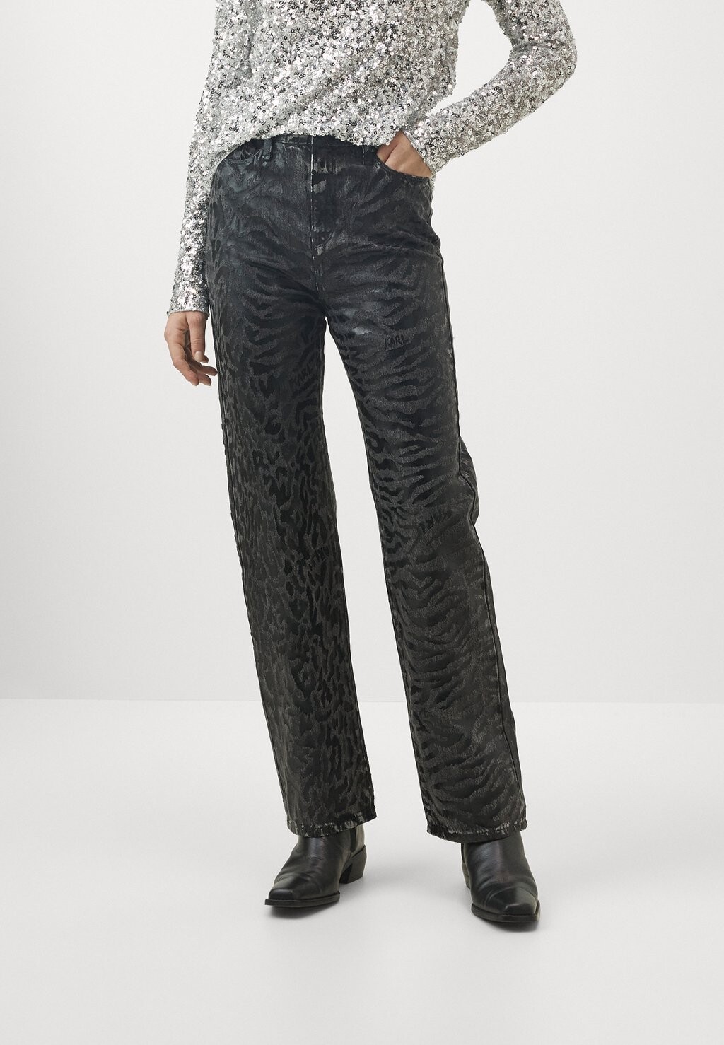 

Джинсы прямого кроя STRAIGHT PANTS KARL LAGERFELD, черный