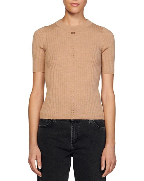 

Свитер с круглым вырезом Stellar Sandro, цвет Tan/Beige