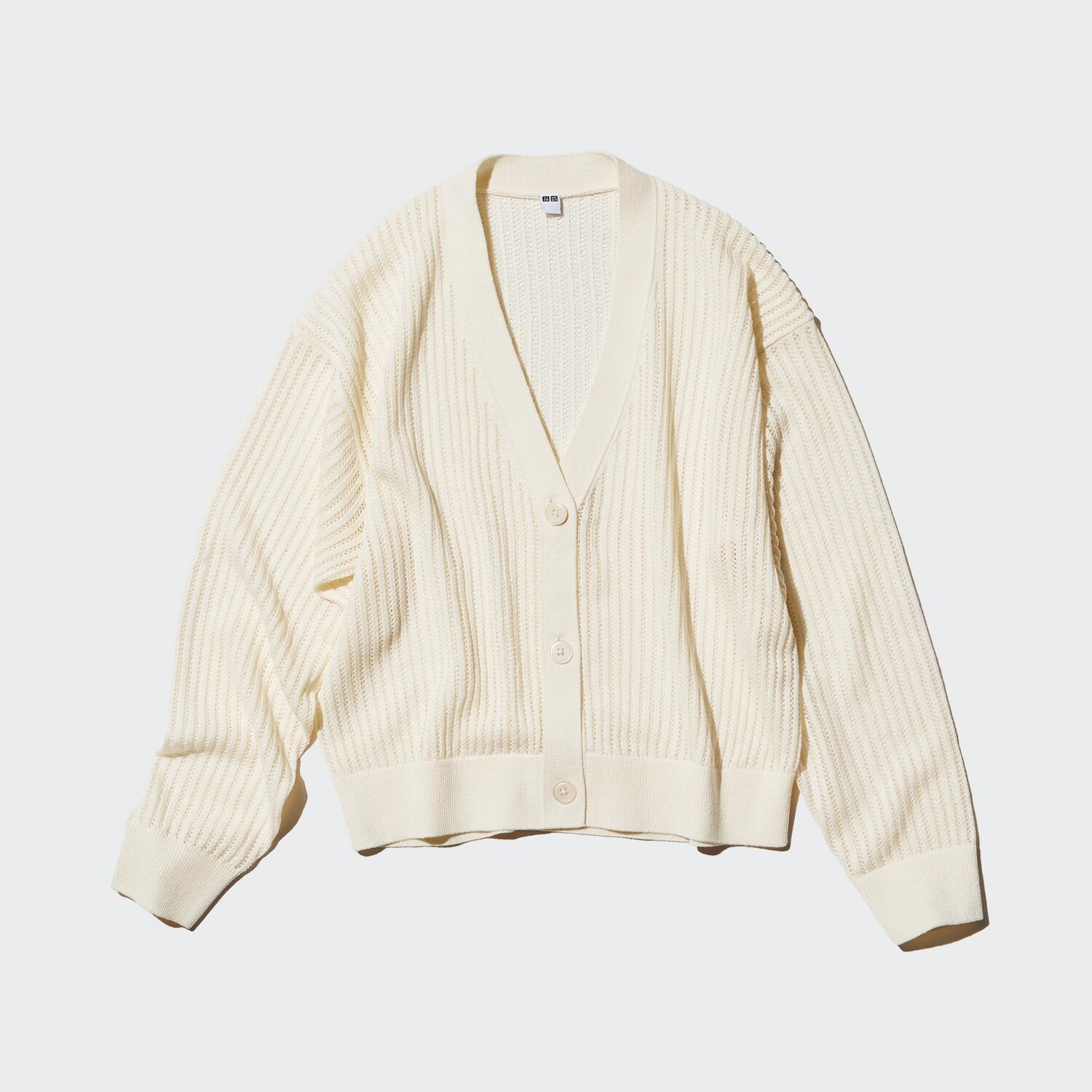 

Кардиган Uniqlo женский в сеточку с v-образным вырезом, молочный