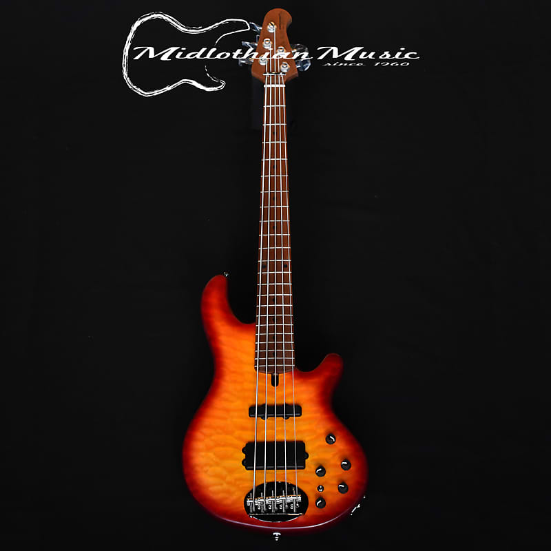 Басс гитара Lakland Skyline 55-02 Deluxe 5-String Bass - Quilted Satin Cherry Sunburst