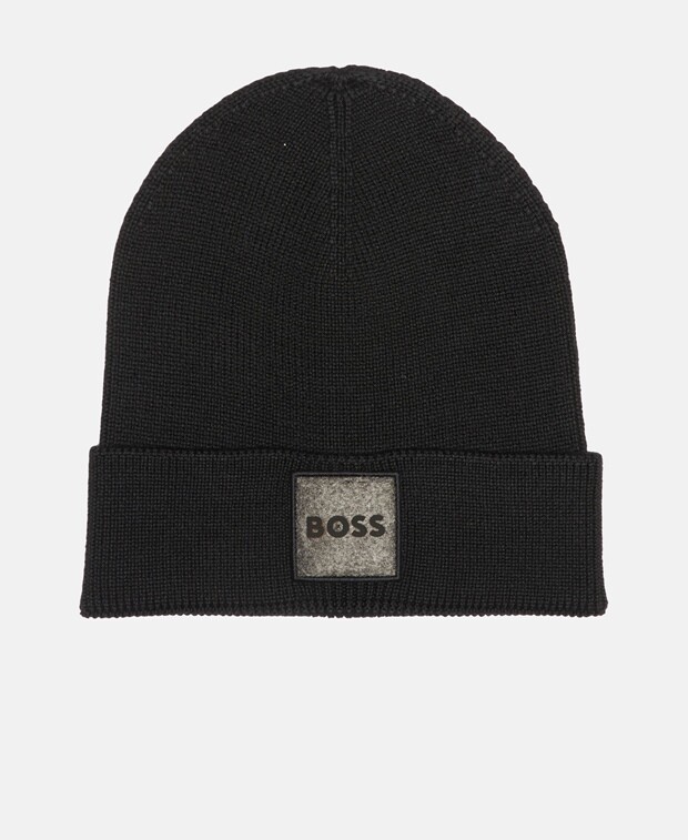 

Шерстяная шапка Boss, черный