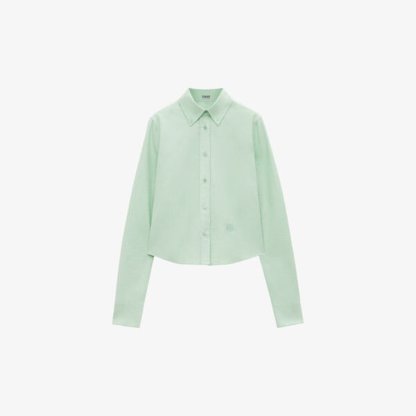 

Анаграмма-Вышитая рубашка из хлопка классического кроя Loewe, зеленый