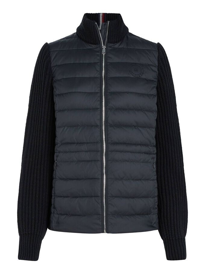 

Стеганая куртка-пуховик микс трикотажа Tommy Hilfiger, черный