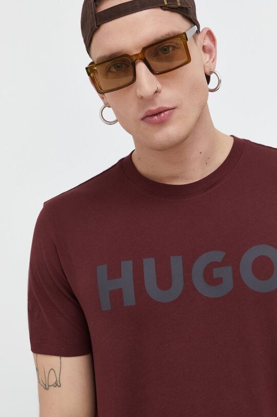 

Хлопковая футболка HUGO Hugo, бордовый, Красный