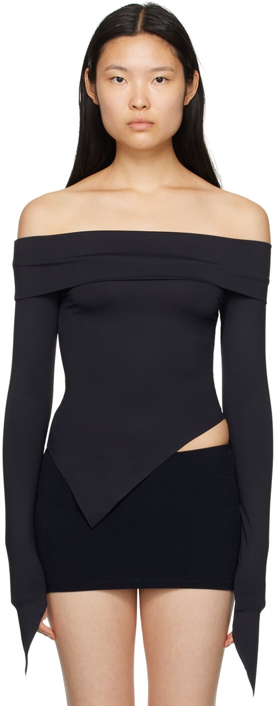 

Эксклюзивная черная футболка с длинным рукавом BINYA SSENSE Abril, Черный