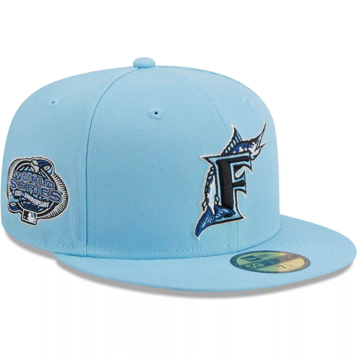 

Мужская приталенная шляпа New Era голубая Florida Marlins 59FIFTY