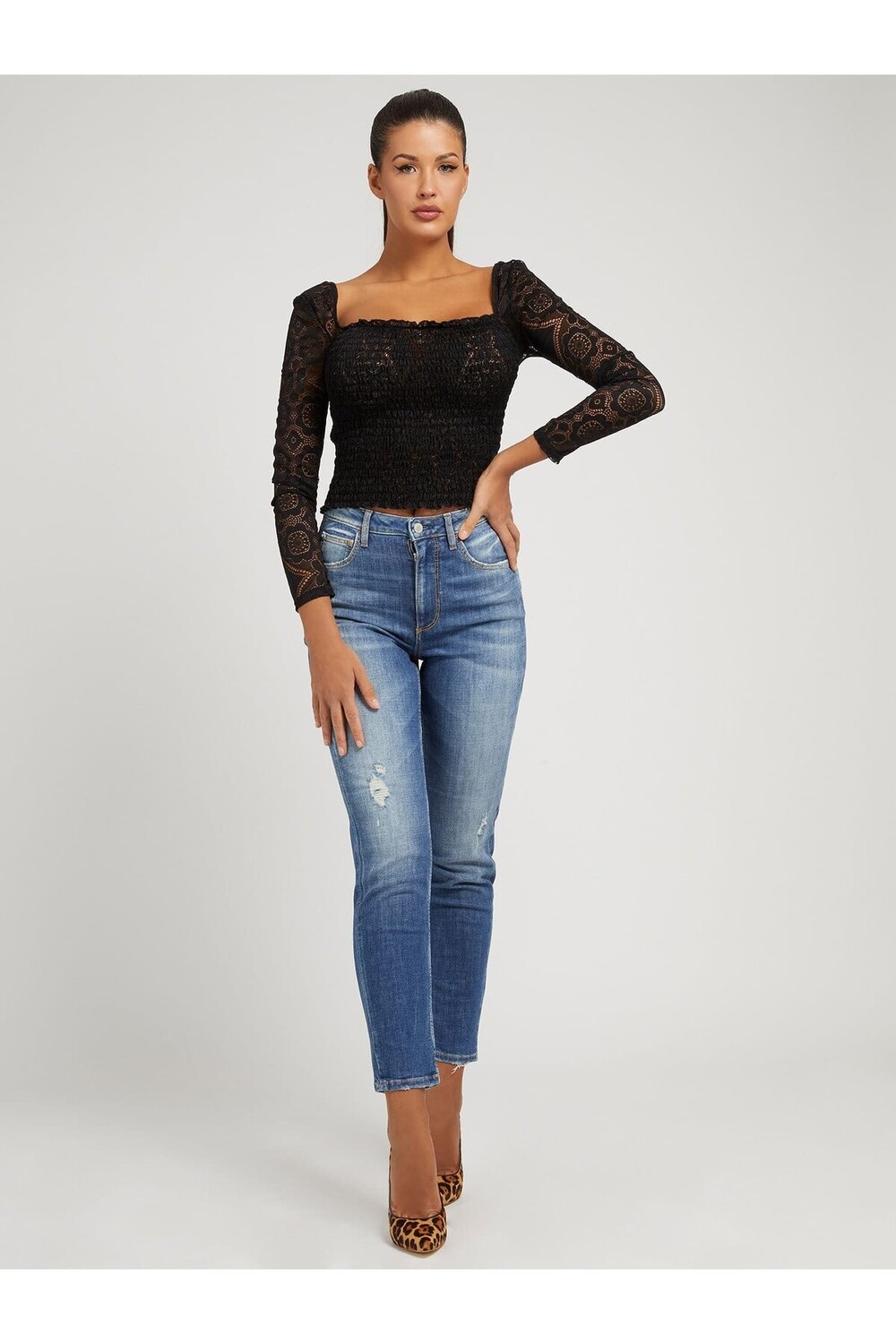 Женские синие брюки Mom Jean Guess, синий