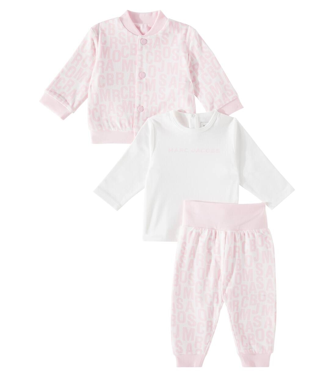 

Комплект из детских хлопковых штанишек, кардигана и футболки Marc Jacobs Kids, розовый