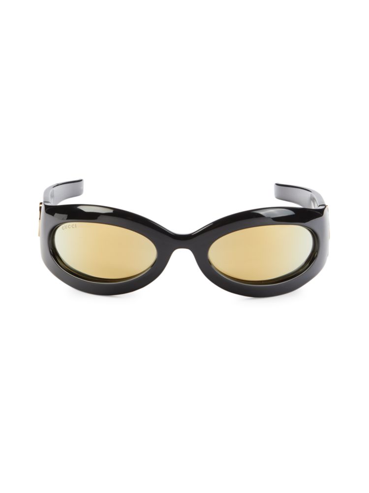 Овальные солнцезащитные очки с запахом 60MM Gucci, черный овальные солнцезащитные очки 60mm web фиолетовый