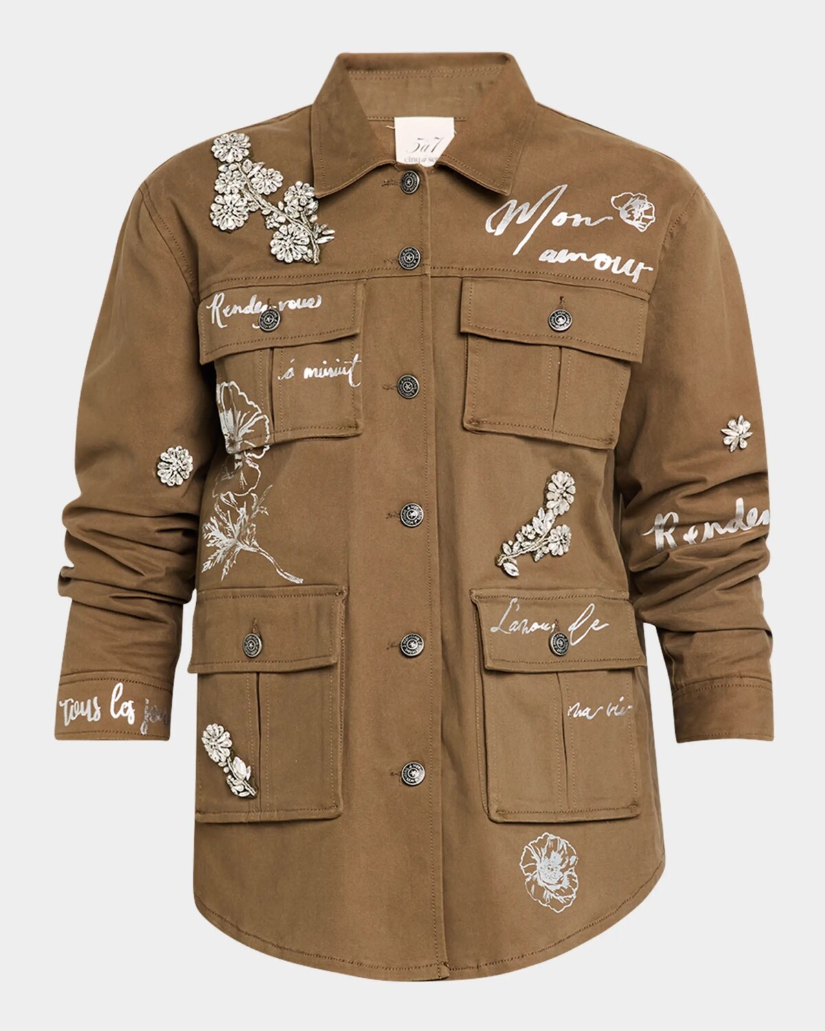 

Куртка в стиле милитари Vera Foiled Je Taime Cinq A Sept, цвет Olive