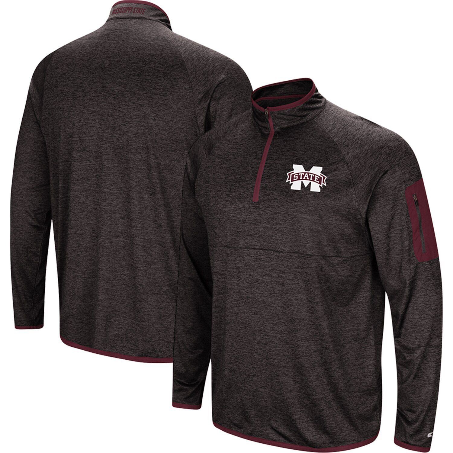 

Мужской черный пуловер с молнией в четверть Mississippi State Bulldogs Amnesia Colosseum