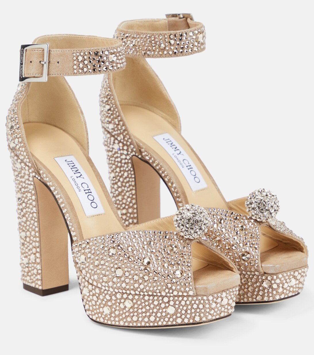 

Декорированные кожаные сандалии Socorie 120 Jimmy Choo, бежевый