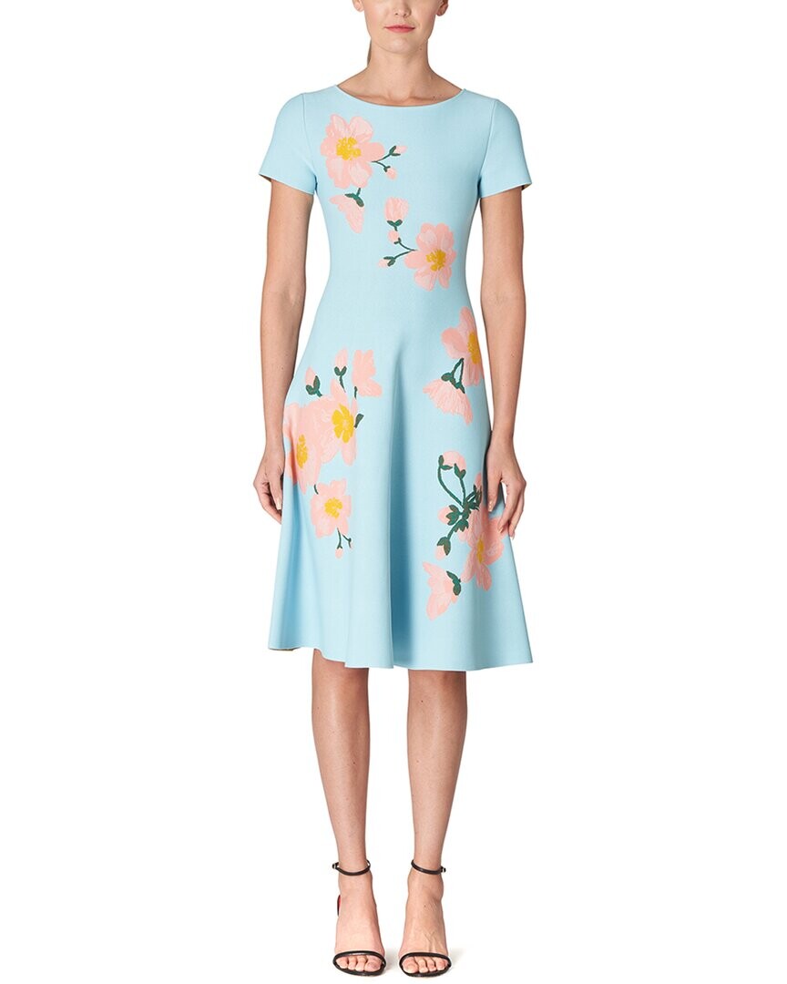 

Расклешенное платье с вырезом лодочкой Carolina Herrera, синий
