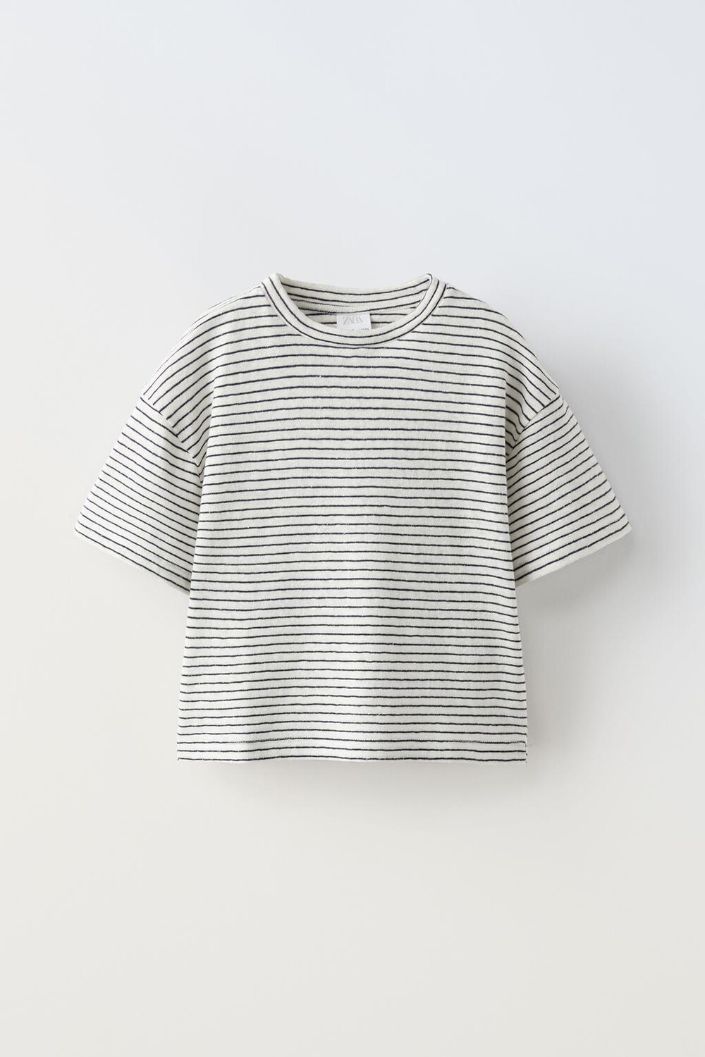 Футболка из хлопка и льна в полоску ZARA, цвет striped
