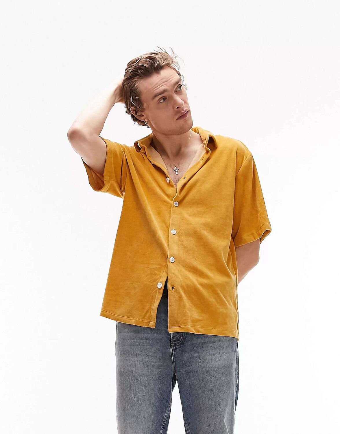 

Велюровая рубашка Topman светло-оранжевого цвета