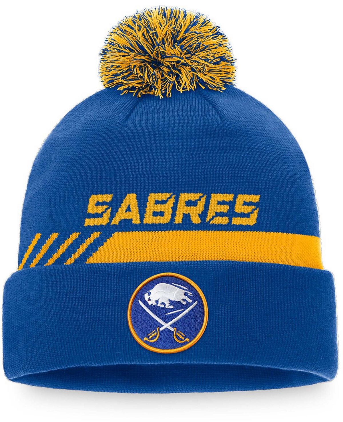 

Фирменная вязаная шапка с манжетами и помпоном для раздевалки Buffalo Sabres Authentic Pro Team Fanatics