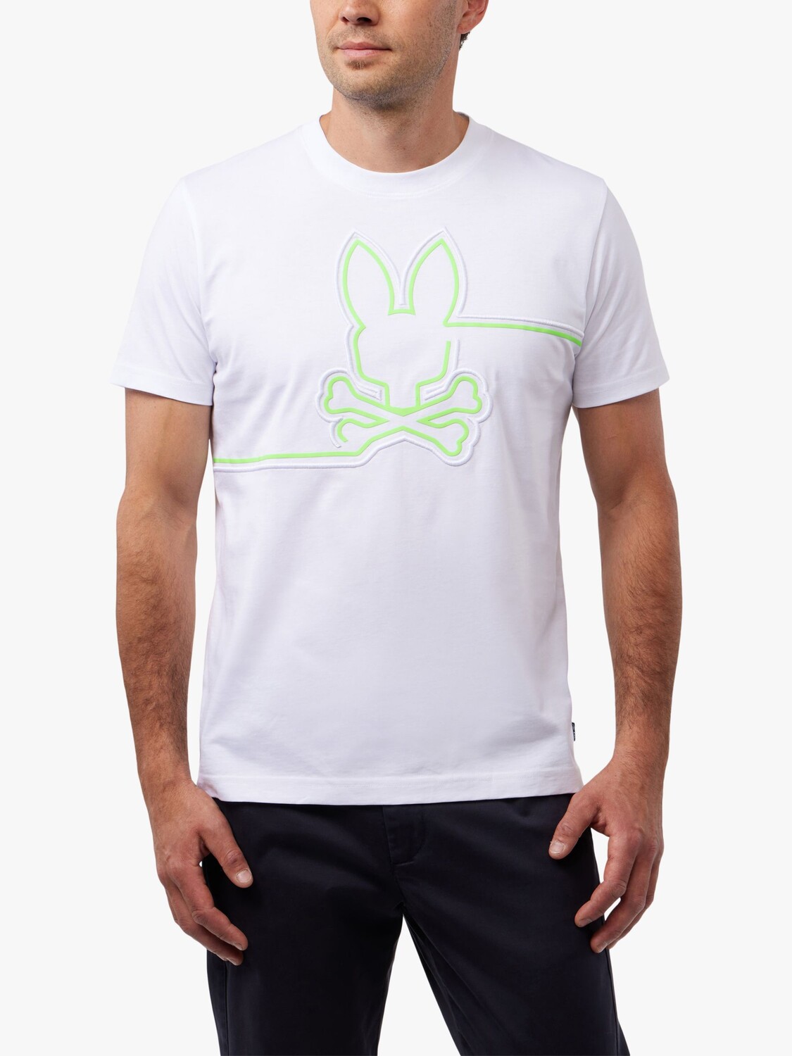 

Футболка с вышитым рисунком Chester Psycho Bunny, белый/зеленый