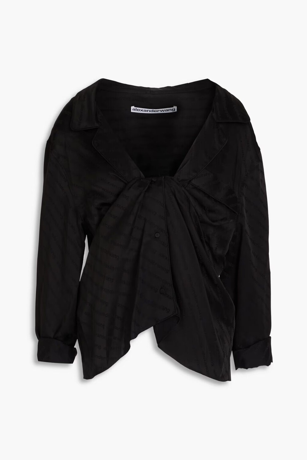 

Рубашка из атласного жаккарда с перекрученной передней частью Alexander Wang, черный
