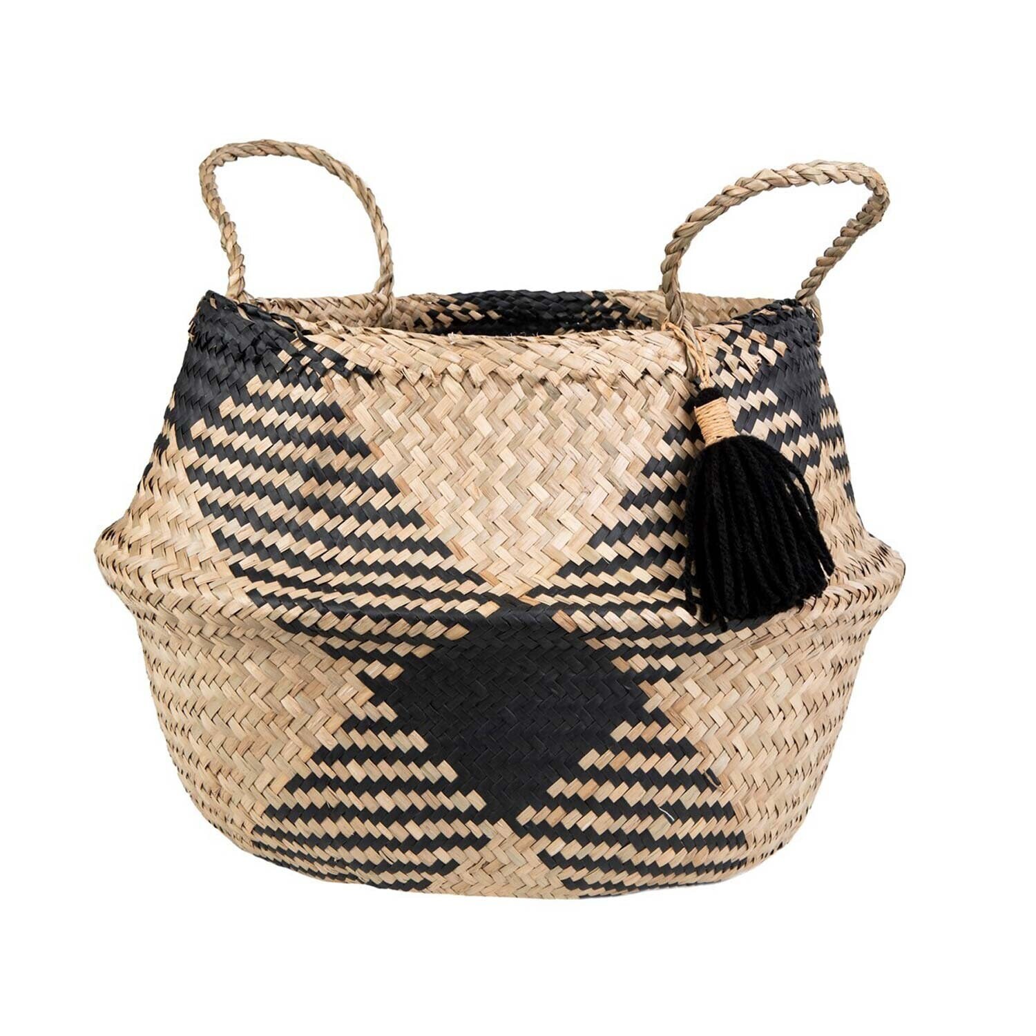 

Декоративная корзина, место для хранения водорослей, плетеная корзина, Black Tribal, Boho Style, черный