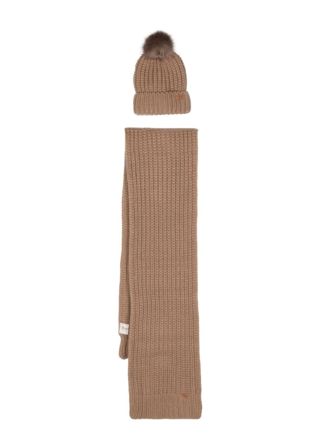 

Barbour ribbed-knit scarf & beanie set, коричневый