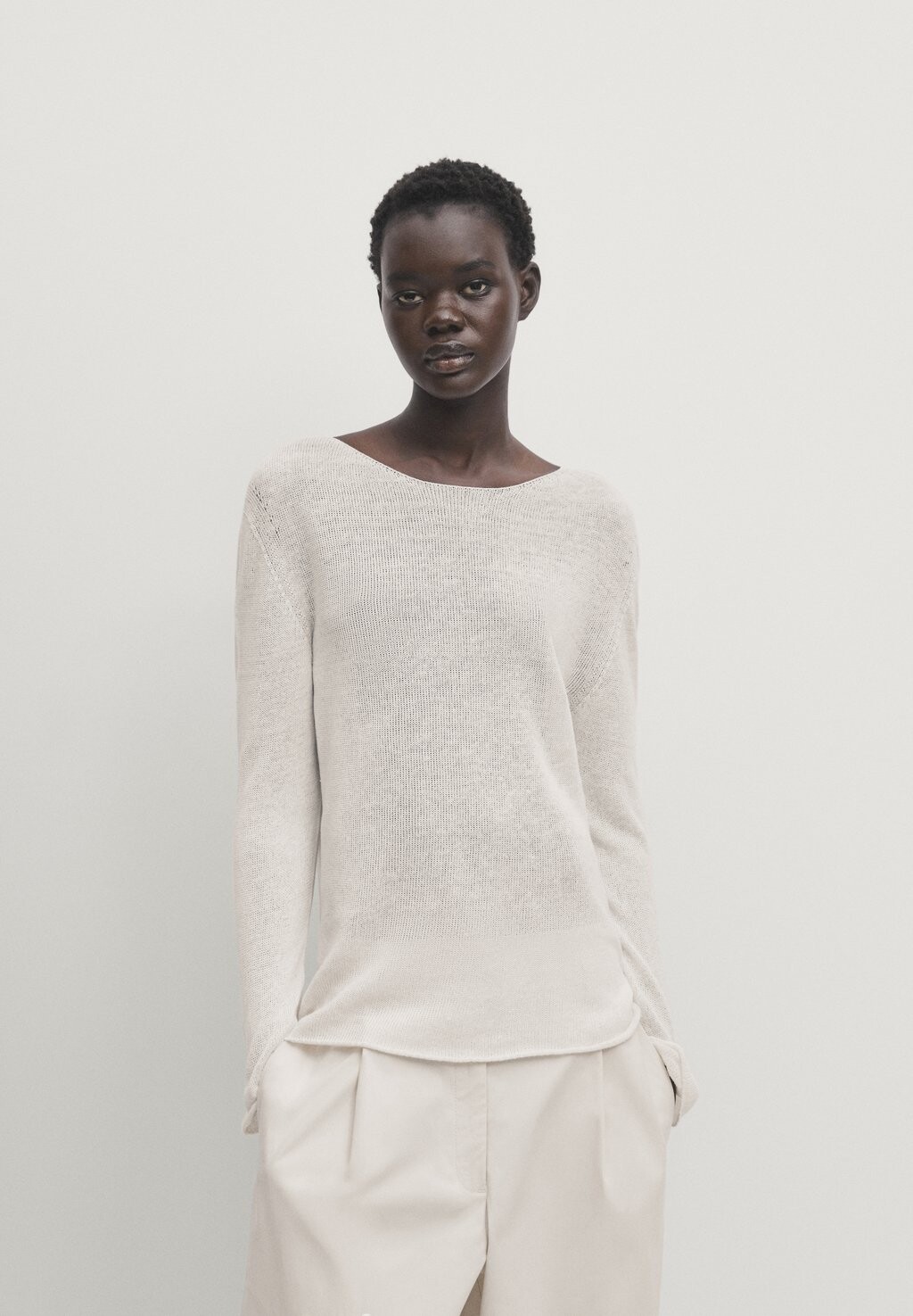 

Вязаный свитер Massimo Dutti, цвет beige