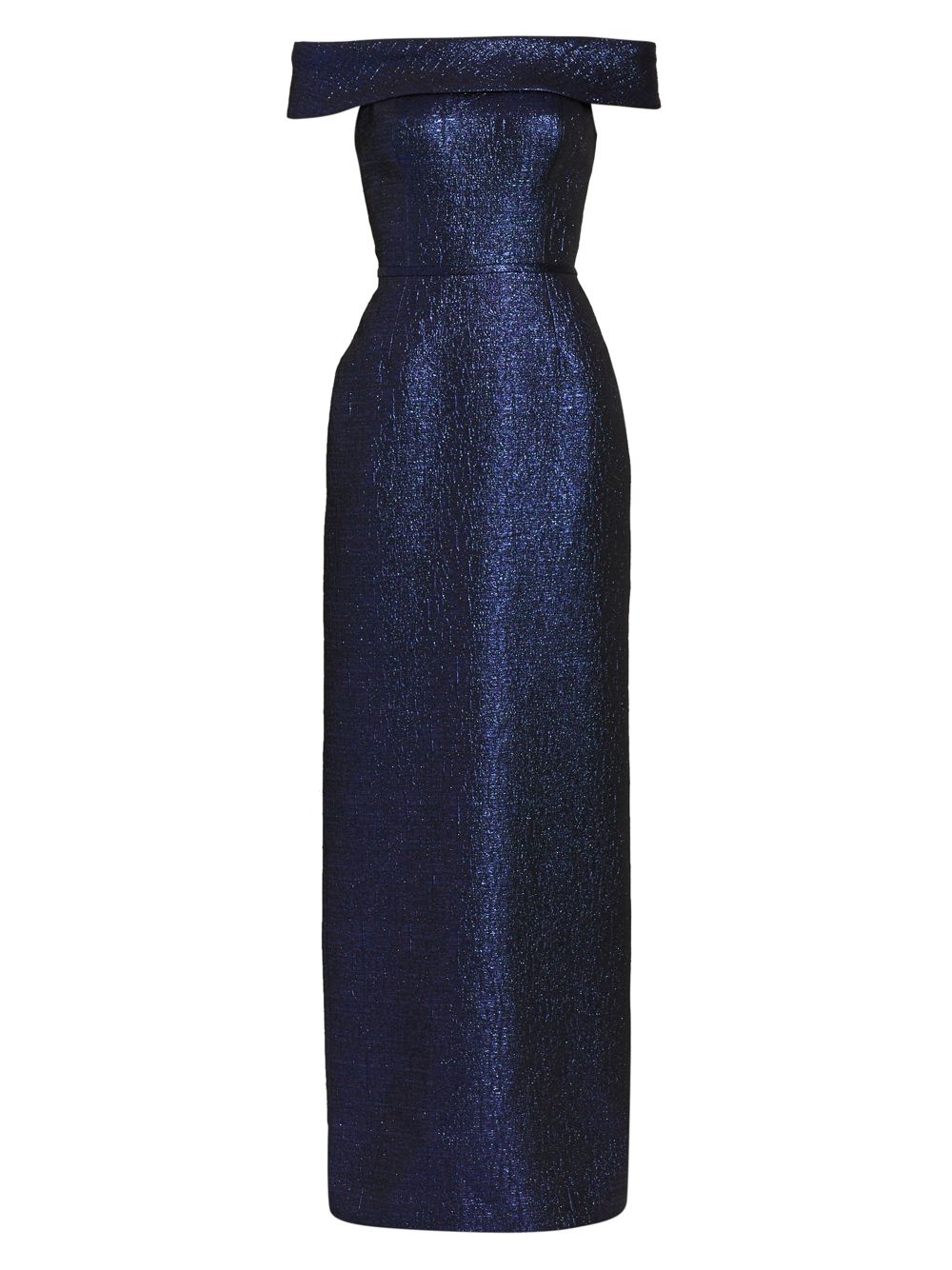 Платье из металлизированного жаккарда с открытыми плечами Teri Jon by Rickie Freeman, сапфировый