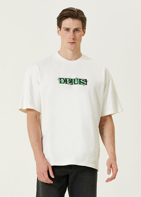 Белая футболка с логотипом Deus Ex Machina