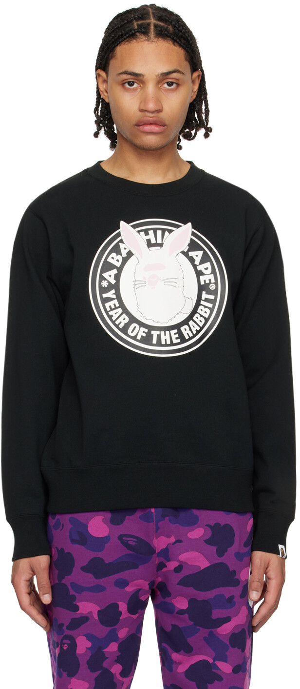 

Черный свитшот с круглым вырезом BAPE