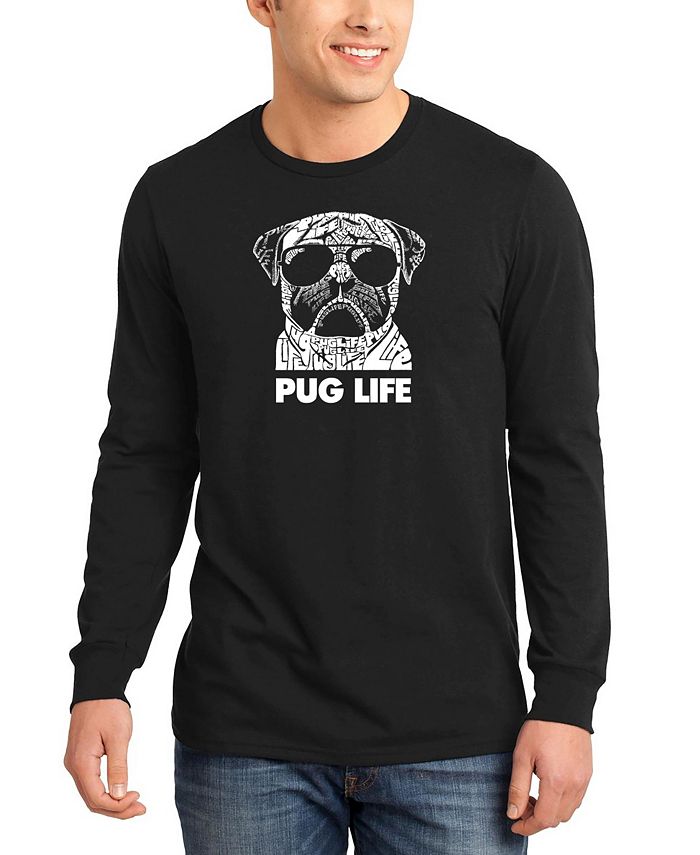 Мужская футболка с длинным рукавом Pug Life Word Art LA Pop Art, черный