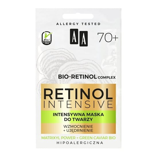 

Интенсивная маска укрепляющая + укрепляющая 2х5мл AA Retinol Intensiv 70+