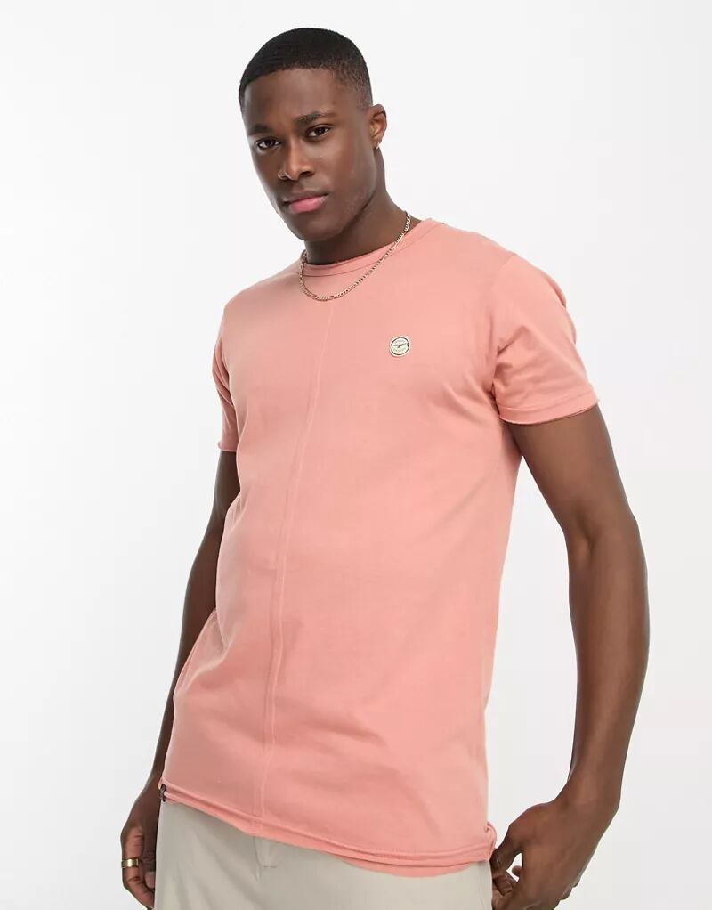 Розовая футболка свободного кроя Le Breve с разрезами по швам