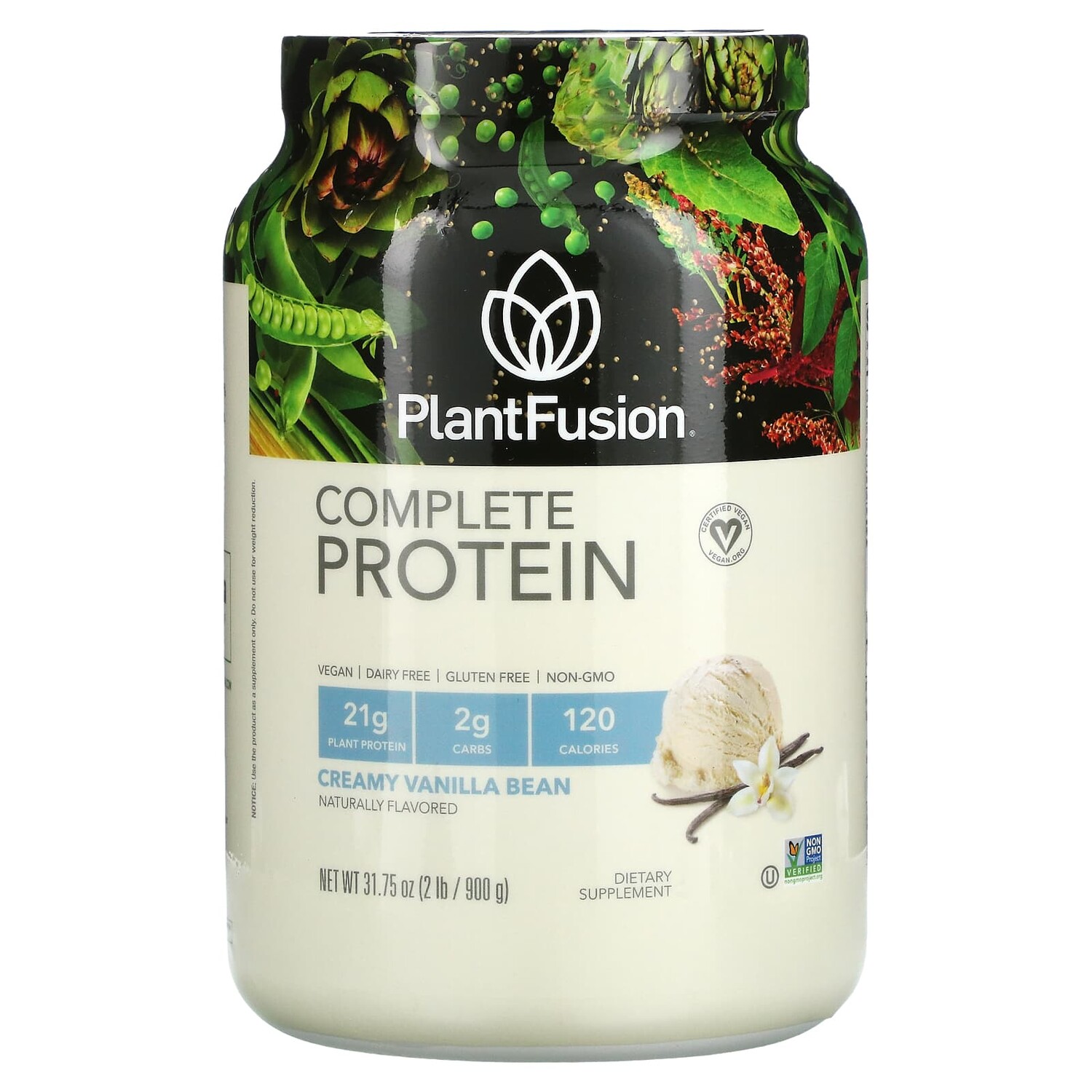 

Complete Protein, сливочная ваниль, 900 г (2 фунта), PlantFusion