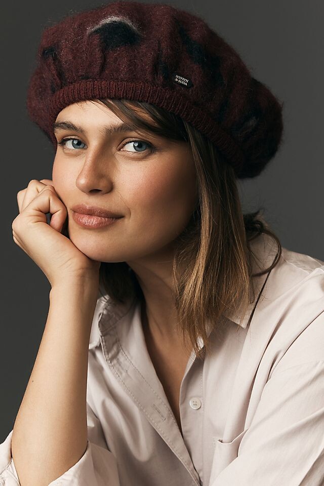 

Берет Scotch & Soda Brushed Animal, бордовый