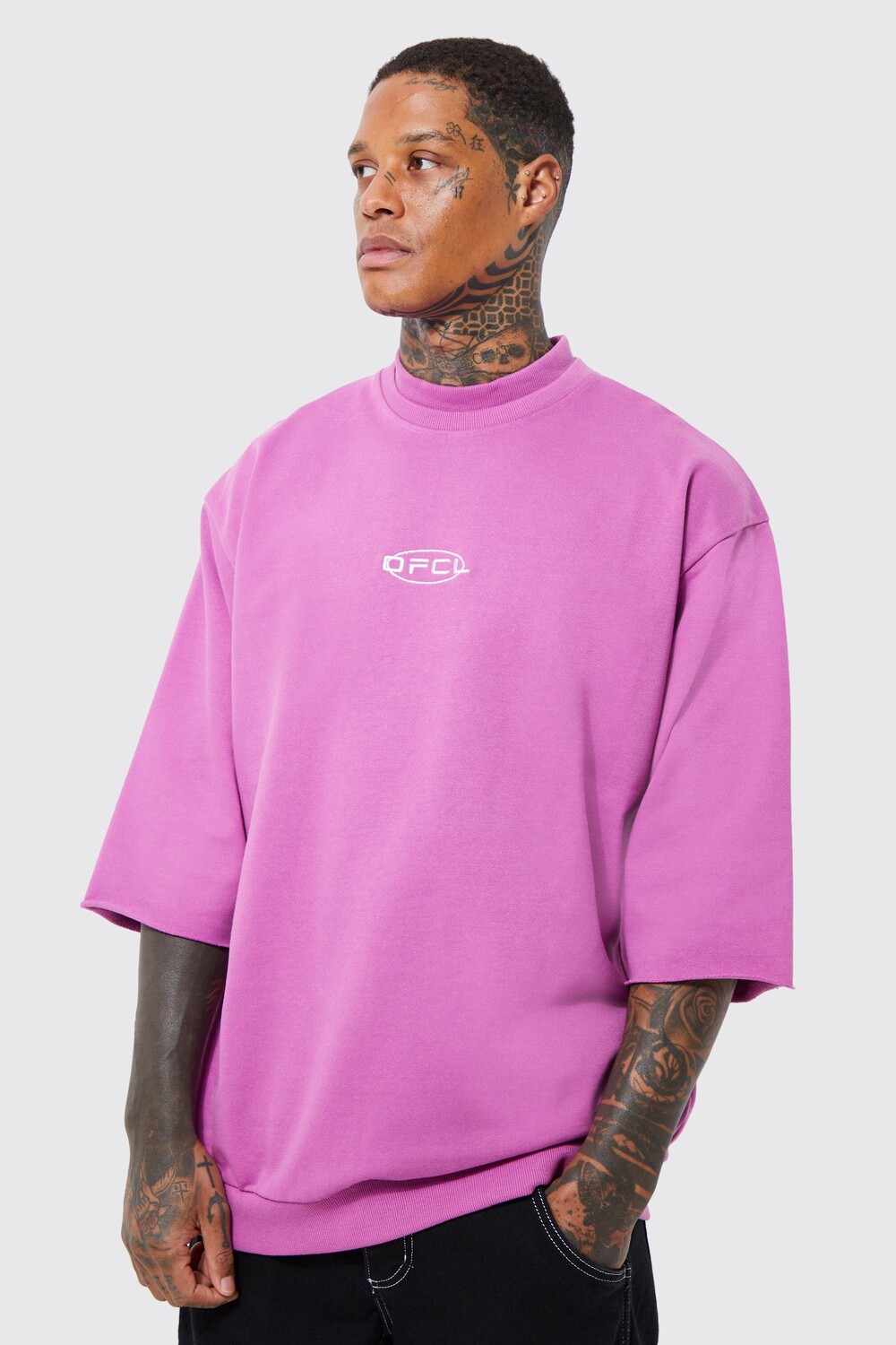 

Свитшот оверсайз с рукавами 3/4 Boohoo, розовый