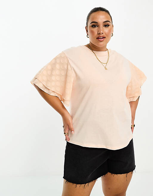 

Коралловый топ с оборками River Island Plus