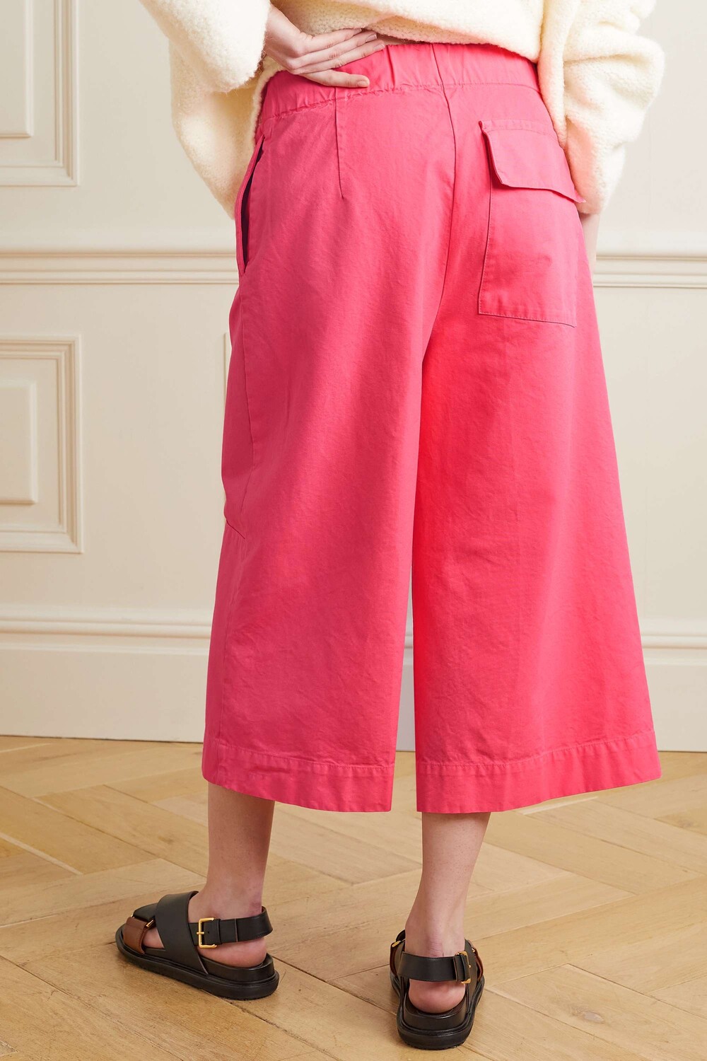 

DRIES VAN NOTEN Укороченные широкие брюки из хлопкового холста, розовый