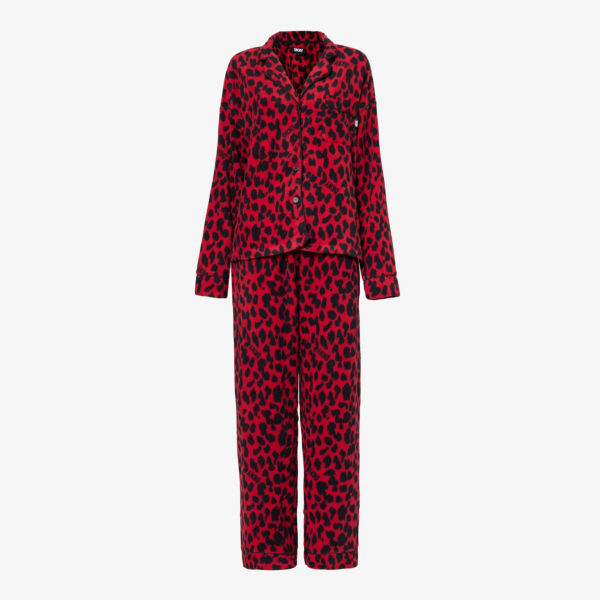 

Пижама из эластичного флиса с брендовым абстрактным принтом Dkny, красный