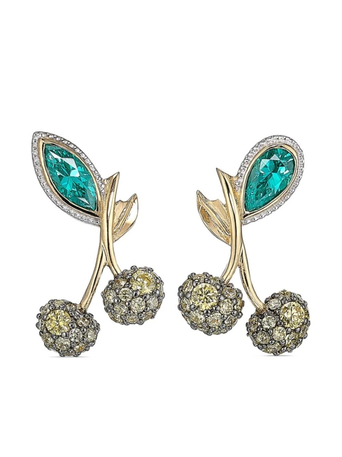 

Серьги Cherry Stud из желтого золота с камнями Anabela Chan, зеленый