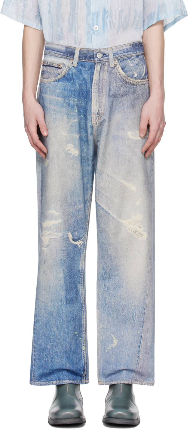 Синие джинсы третьего кроя Our Legacy, цвет Digital denim print