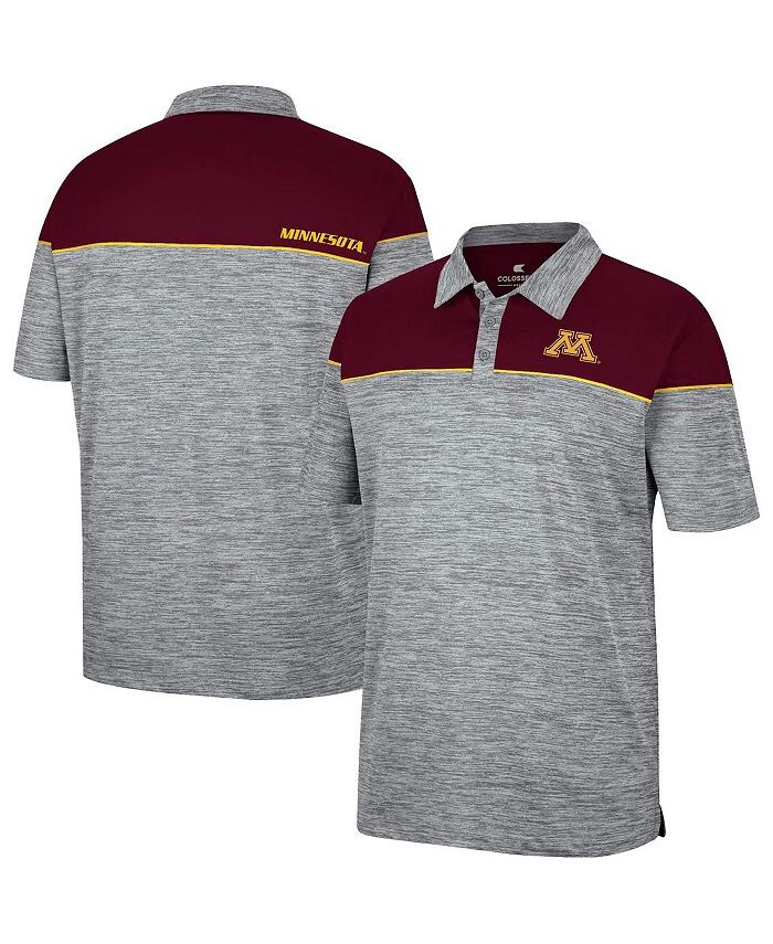 

Мужская рубашка-поло Minnesota Golden Gophers Birdie серо-бордового цвета Colosseum, серый