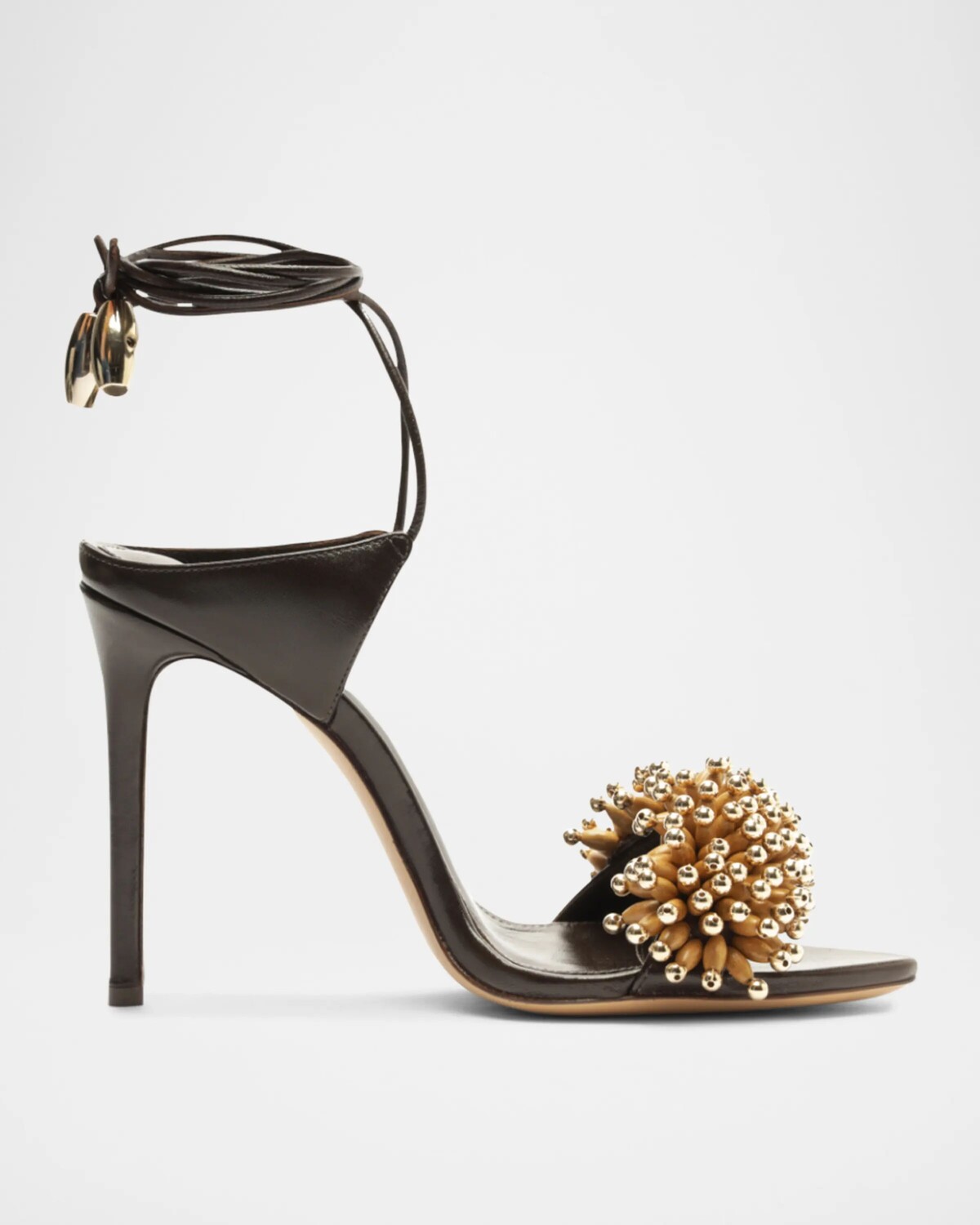 

Кожаные сандалии Zaya с запахом на щиколотке и бисером Alexandre Birman, темно-коричневый